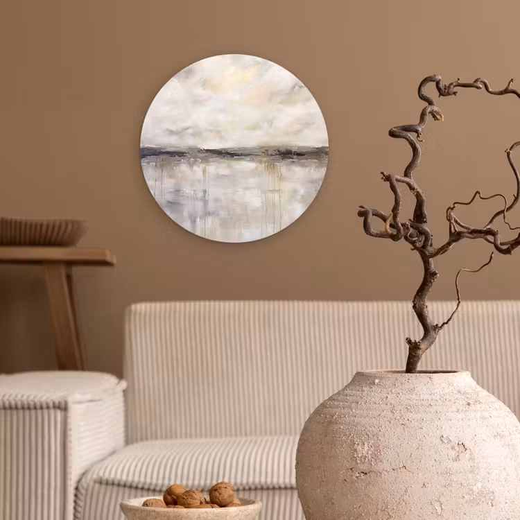 Landschap - Horizon - Natuur - Abstract - Neutraal Wandcirkel kunststof plaat 5mm dik klein -sfeer1