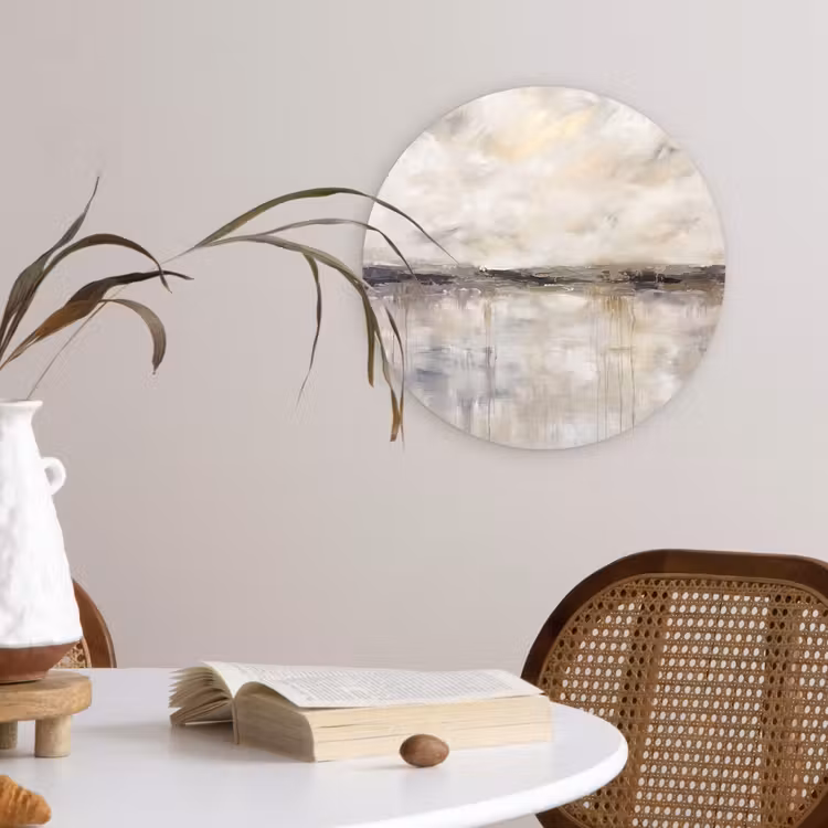 Landschap - Horizon - Natuur - Abstract - Neutraal Wandcirkel kunststof plaat 5mm dik klein -sfeer4
