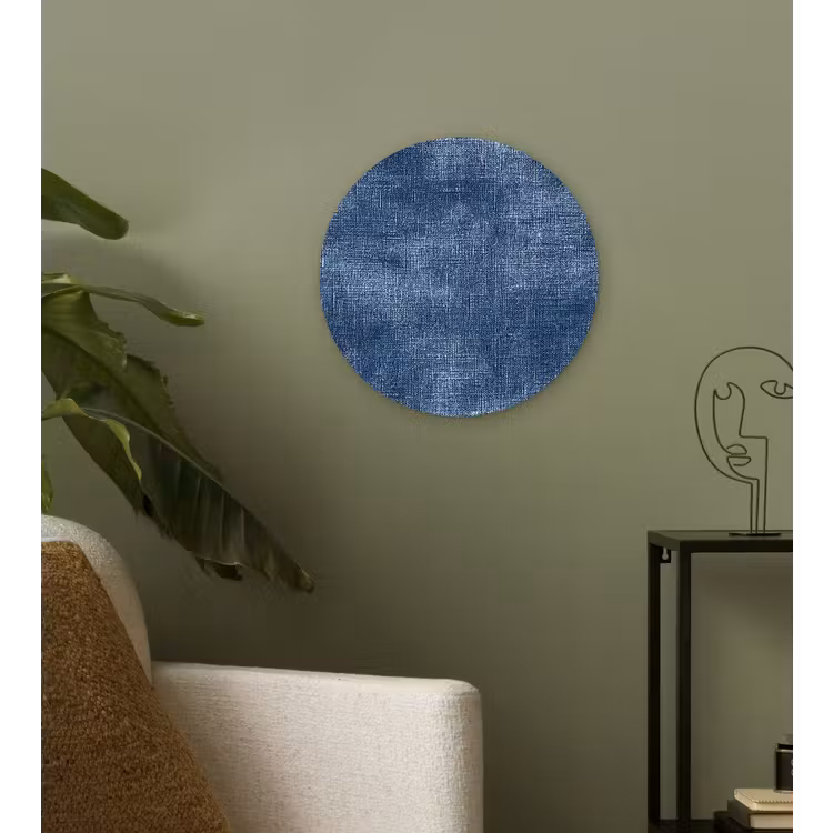 Linnen - Textuur - Patroon - Denim - Rustiek Wandcirkel kunststof plaat 5mm dik klein 188 -sfeer3