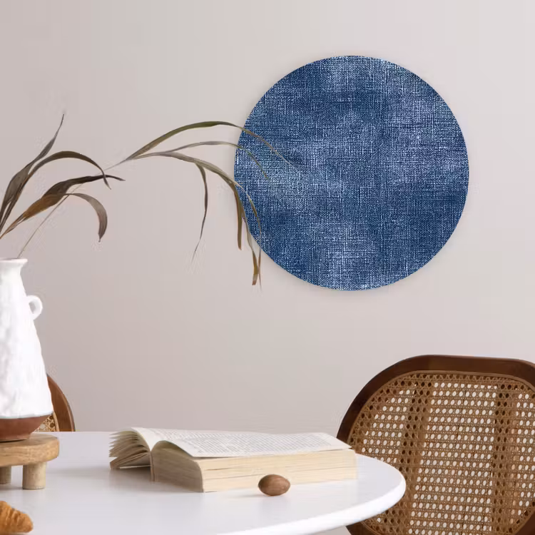 Linnen - Textuur - Patroon - Denim - Rustiek Wandcirkel kunststof plaat 5mm dik klein 188 -sfeer4