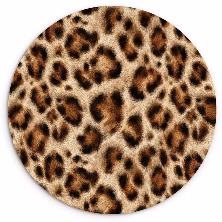 Luipaard - Bruin - Vacht Wandcirkel kunststof plaat 5mm dik klein 188 -3d