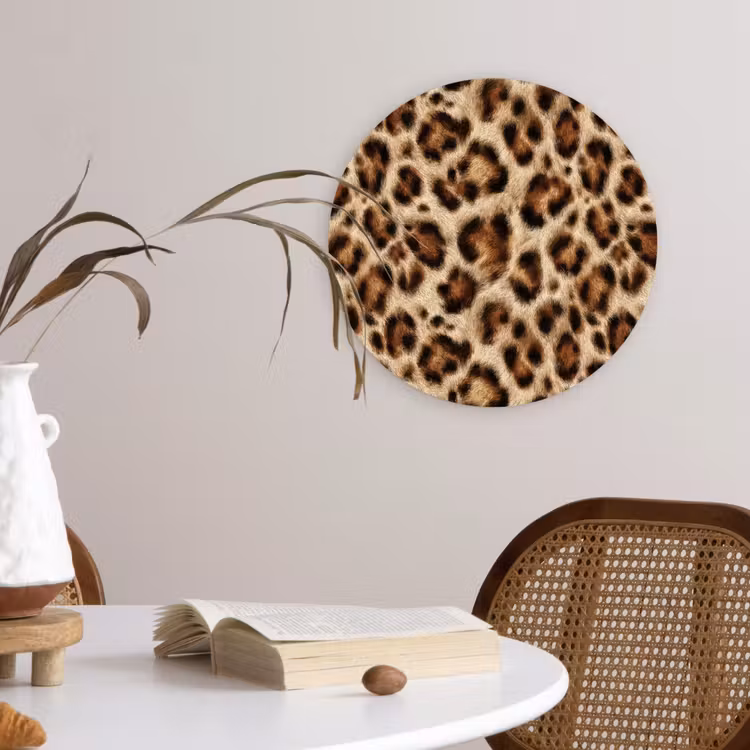 Luipaard - Bruin - Vacht Wandcirkel kunststof plaat 5mm dik klein 188 -sfeer4