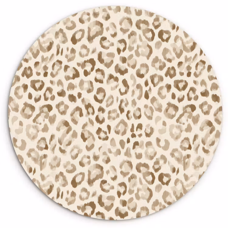 Luipaard - Klassiek - Beige Wandcirkel kunststof plaat 5mm dik klein 188 -3d