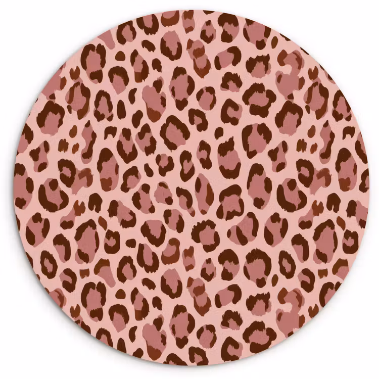 Luipaard - Patroon - Roze Wandcirkel kunststof plaat 5mm dik klein 188 -3d