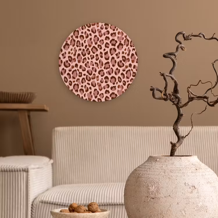 Luipaard - Patroon - Roze Wandcirkel kunststof plaat 5mm dik klein 188 -sfeer1