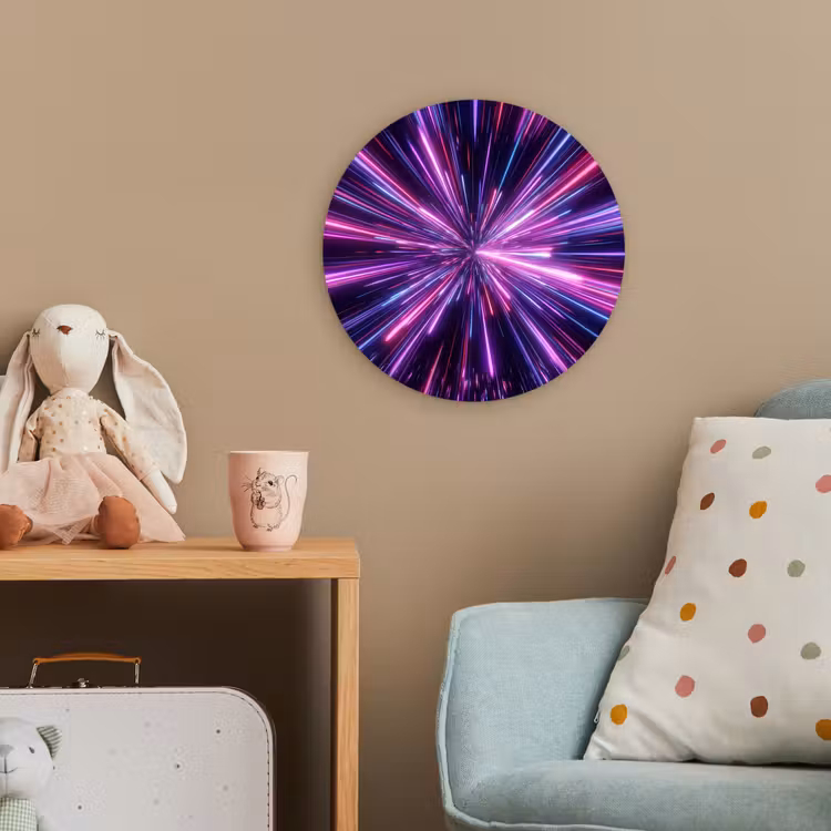 Lichtsnelheid - Ruimte - Roze - Paars Wandcirkel kunststof plaat 5mm dik klein -tsfeer1_kind