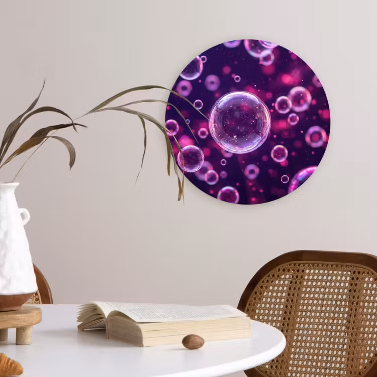 Paars - Bubbels - Schuim Wandcirkel kunststof plaat 5mm dik klein -sfeer4