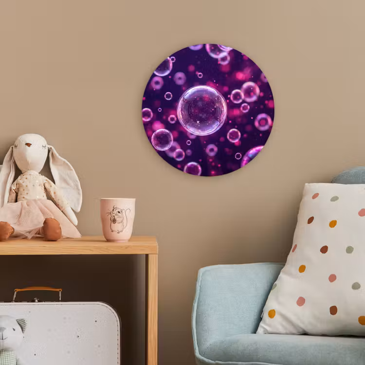 Paars - Bubbels - Schuim Wandcirkel kunststof plaat 5mm dik klein -tsfeer1_kind