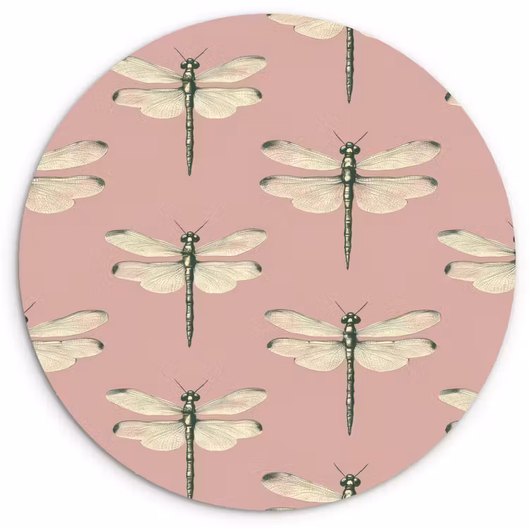 Lillibellen - Patroon - Roze Wandcirkel kunststof plaat 5mm dik klein 188 -3d