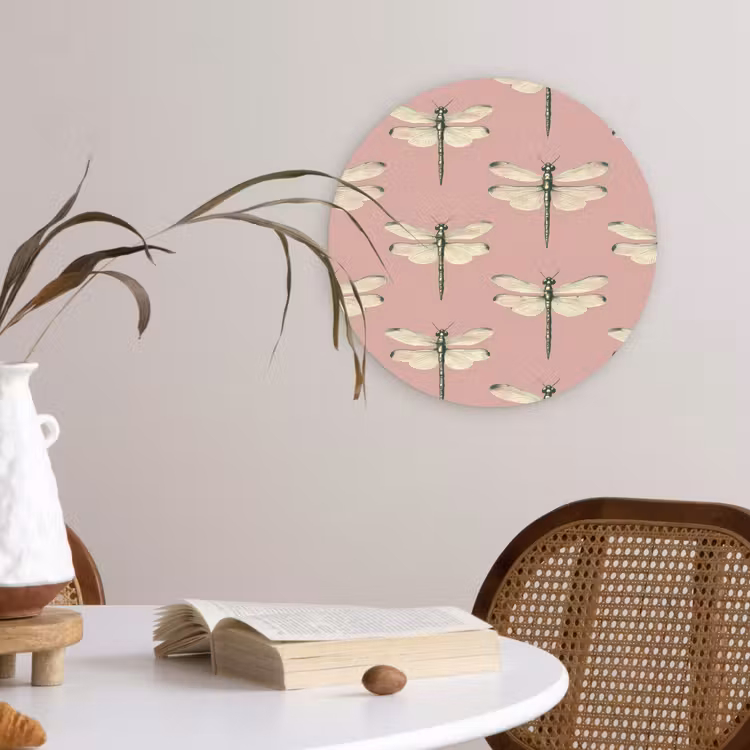 Lillibellen - Patroon - Roze Wandcirkel kunststof plaat 5mm dik klein 188 -sfeer4