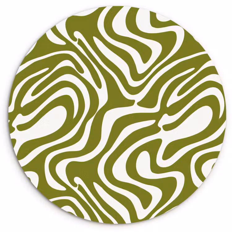 Lijnpatroon - Groen - Organisch Wandcirkel kunststof plaat 5mm dik klein 188 -3d