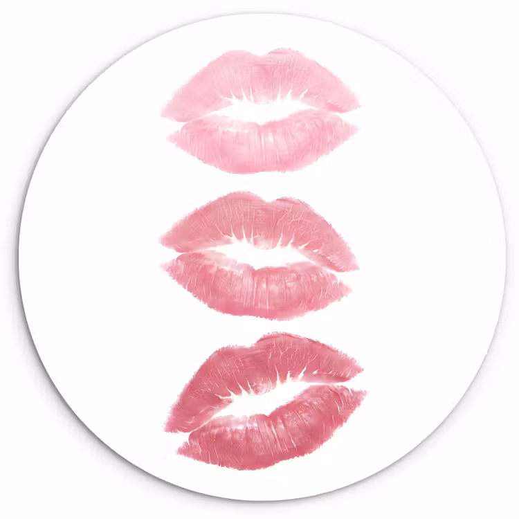 Lippen - Kusafdruk - Roze - Modern - Abstract Wandcirkel kunststof plaat 5mm dik klein -3d