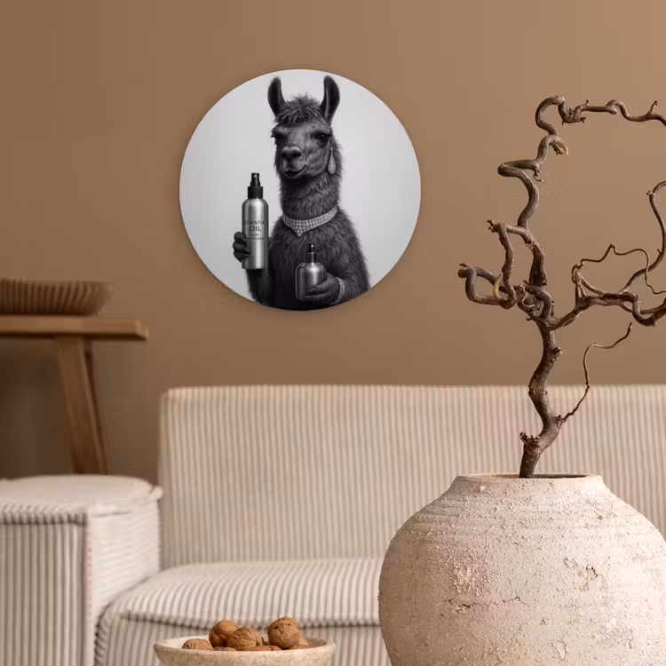 Lama - Flessen - Zwart - Wit Wandcirkel kunststof plaat 5mm dik klein -sfeer1