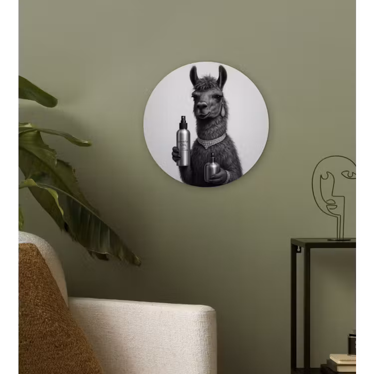 Lama - Flessen - Zwart - Wit Wandcirkel kunststof plaat 5mm dik klein -sfeer3