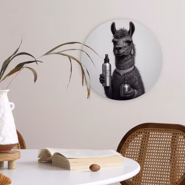 Lama - Flessen - Zwart - Wit Wandcirkel kunststof plaat 5mm dik klein -sfeer4