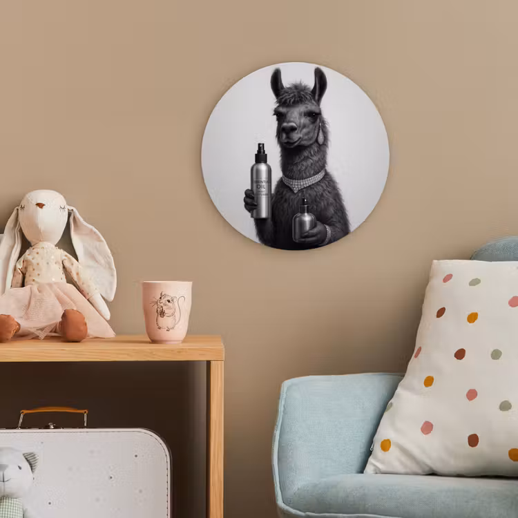 Lama - Flessen - Zwart - Wit Wandcirkel kunststof plaat 5mm dik klein -tsfeer1_kind