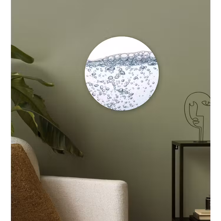 Luchtbellen - Water - Dynamisch Wandcirkel kunststof plaat 5mm dik klein -sfeer3