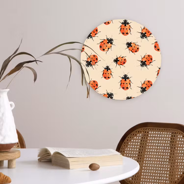 Lieveheersbeestjes - Patroon - Rood Wandcirkel kunststof plaat 5mm dik klein 188 -sfeer4