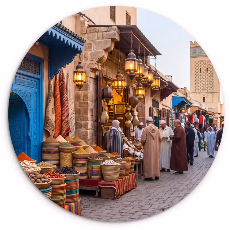 Forexbild Rund - Markt – Orientalisch – Farbenfroh - Markt - Oosters - Kleurrijk Wandcirkel kunststof plaat 5mm dik klein