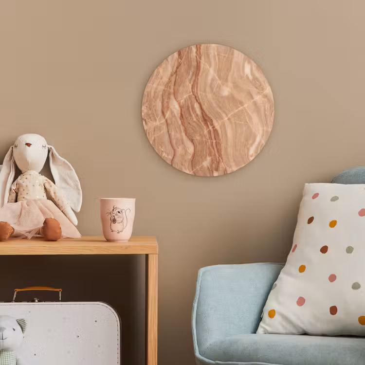 Marmer - Ader - Natuur - Abstract - Beige Wandcirkel kunststof plaat 5mm dik klein -tsfeer1_kind