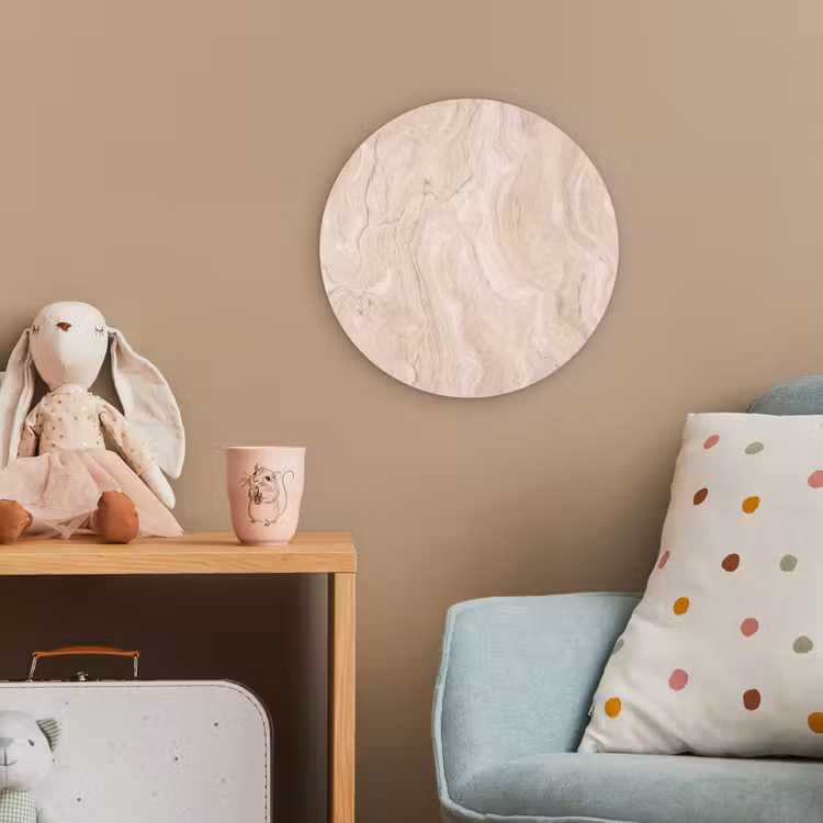 Marmer - Patroon - Beige - Steen - Abstract Wandcirkel kunststof plaat 5mm dik klein -tsfeer1_kind