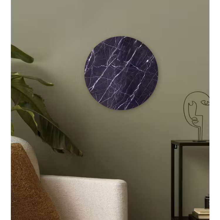 Marmer - Patroon - Modern - Zwart - Wit Wandcirkel kunststof plaat 5mm dik klein -sfeer3