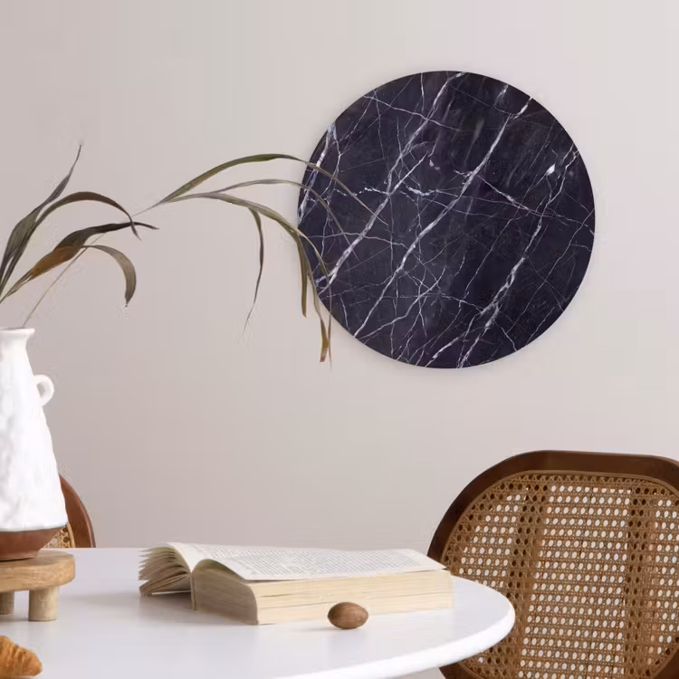 Marmer - Patroon - Modern - Zwart - Wit Wandcirkel kunststof plaat 5mm dik klein -sfeer4