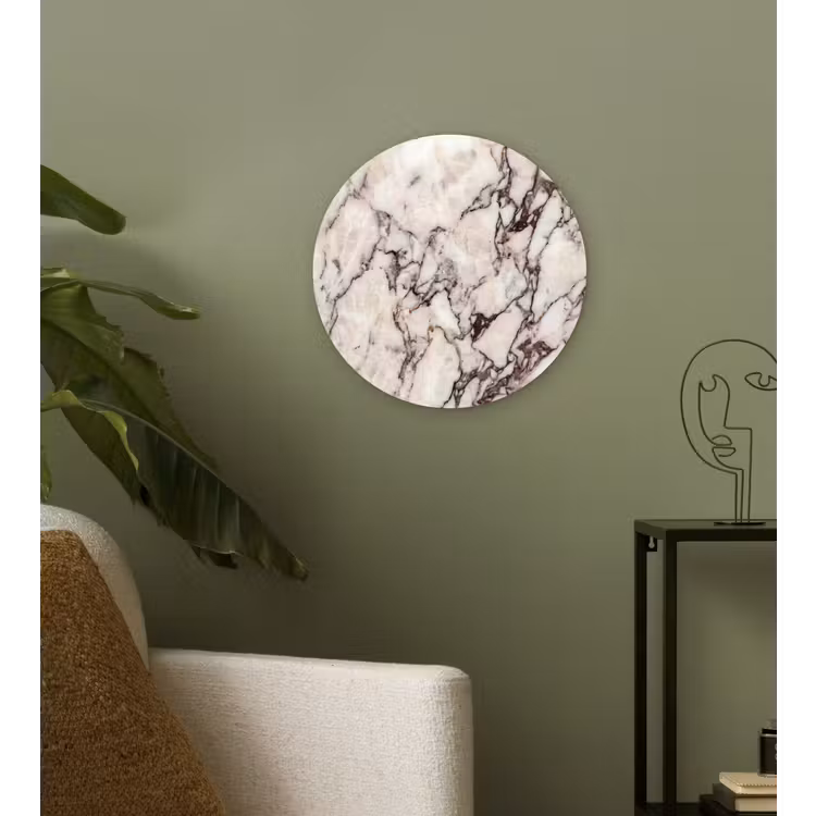 Marmer - Textuur - Abstract - Wit - Bruin Wandcirkel kunststof plaat 5mm dik klein -sfeer3