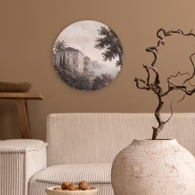 Zee - Villa - Beige Wandcirkel kunststof plaat 5mm dik klein -sfeer1