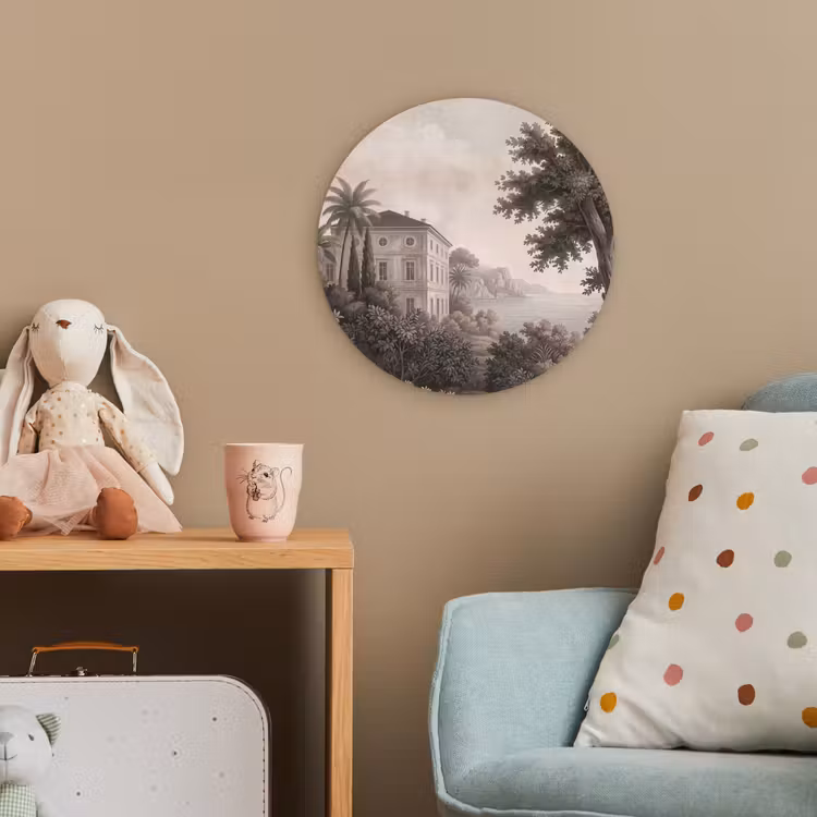 Zee - Villa - Beige Wandcirkel kunststof plaat 5mm dik klein -tsfeer1_kind