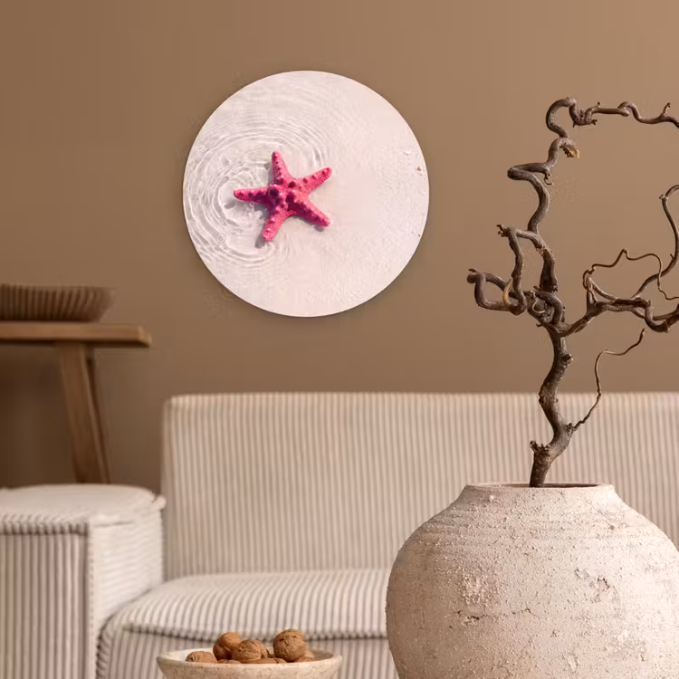 Zeeleven - Zeester - Strand - Roze - Water Wandcirkel kunststof plaat 5mm dik klein -sfeer1