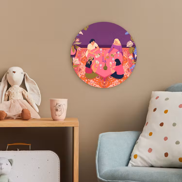 Mensen - Kaartspel - Interieur - Modern - Kleurrijk Wandcirkel kunststof plaat 5mm dik klein -tsfeer1_kind
