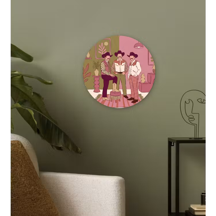Mensen - Mannen - Hoeden - Retro - Interieur Wandcirkel kunststof plaat 5mm dik klein -sfeer3