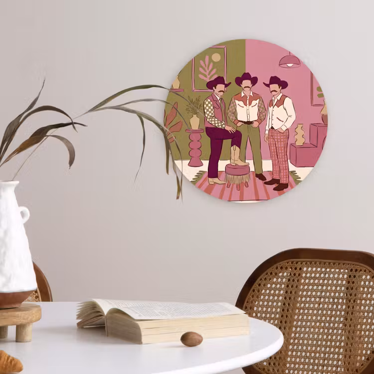 Mensen - Mannen - Hoeden - Retro - Interieur Wandcirkel kunststof plaat 5mm dik klein -sfeer4