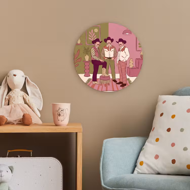 Mensen - Mannen - Hoeden - Retro - Interieur Wandcirkel kunststof plaat 5mm dik klein -tsfeer1_kind