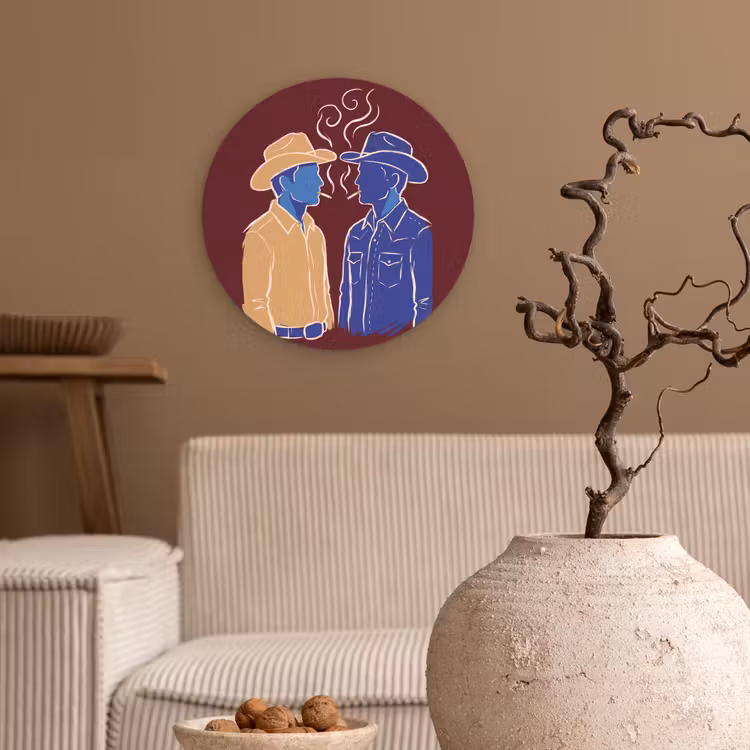 Mensen - Profiel - Sigaret - Abstract - Kunst Wandcirkel kunststof plaat 5mm dik klein -sfeer1
