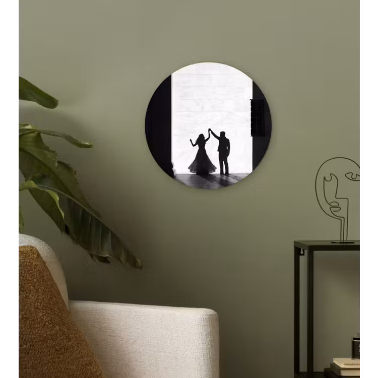 Mensen - Schaduw - Dans - Zwart-wit - Liefde Wandcirkel kunststof plaat 5mm dik klein -sfeer3