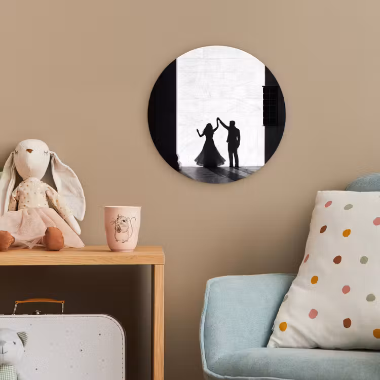 Mensen - Schaduw - Dans - Zwart-wit - Liefde Wandcirkel kunststof plaat 5mm dik klein -tsfeer1_kind