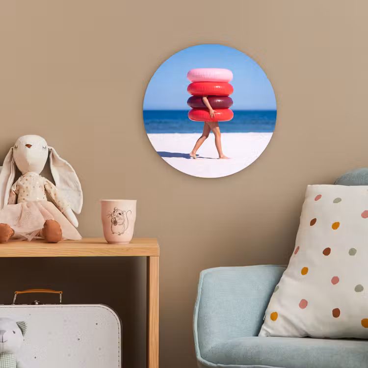 Mensen - Strand - Zomer - Recreatie - Kleurrijk Wandcirkel kunststof plaat 5mm dik klein -tsfeer1_kind