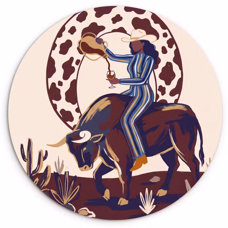 Mensen - Dieren - Cowboy - Abstract - Kleurrijk Wandcirkel kunststof plaat 5mm dik klein -3d