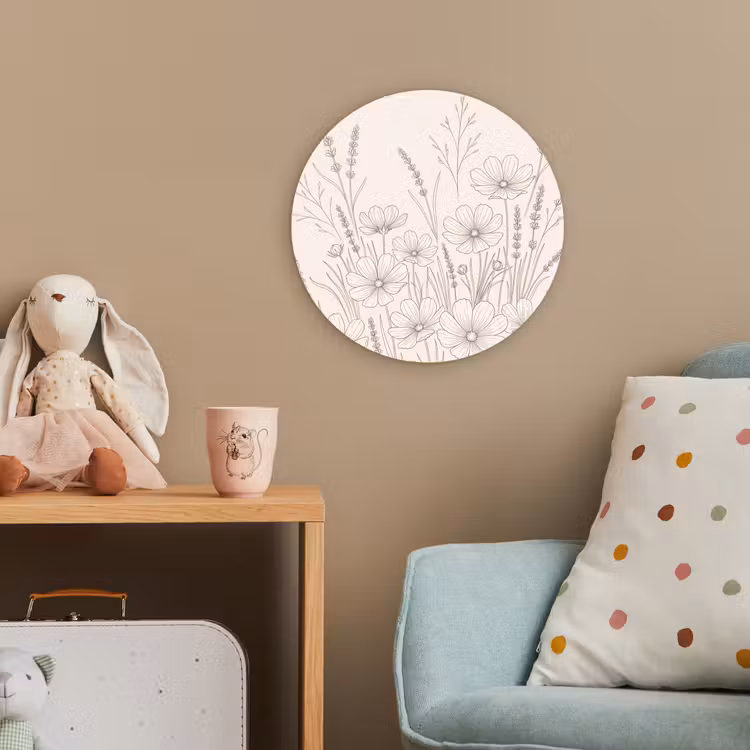 Minimalistisch - Modern - Bloemen - Beige Wandcirkel kunststof plaat 5mm dik klein -tsfeer1_kind