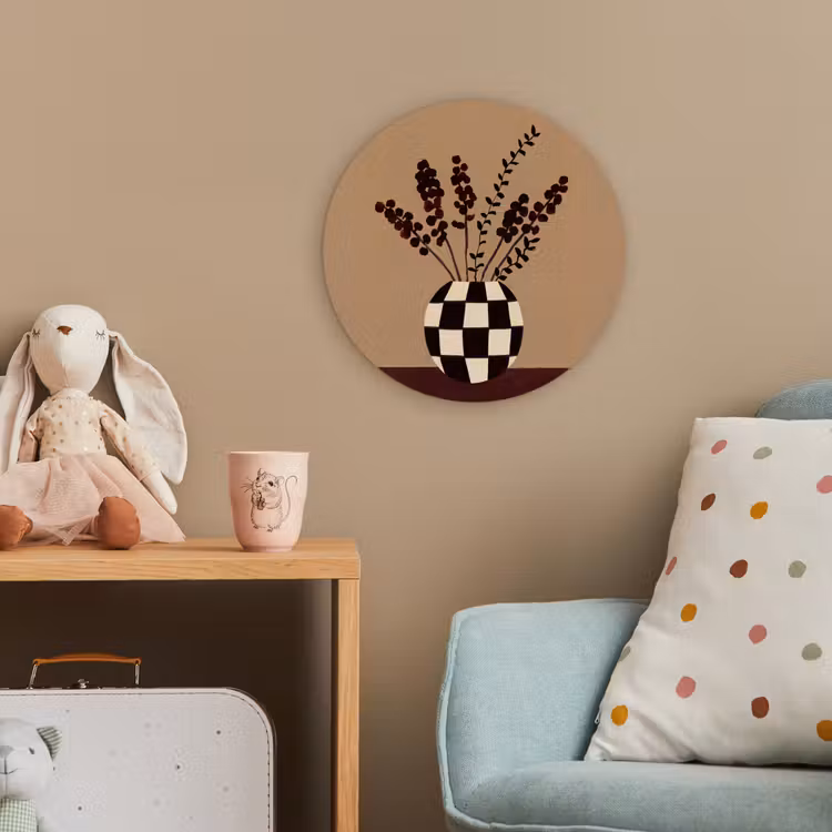 Minimalistisch - Vaas - Bloemen - Bruin Wandcirkel kunststof plaat 5mm dik klein -tsfeer1_kind