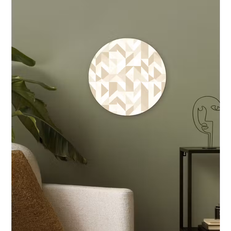 Modern - Abstract - Beige Wandcirkel kunststof plaat 5mm dik klein 188 -sfeer3