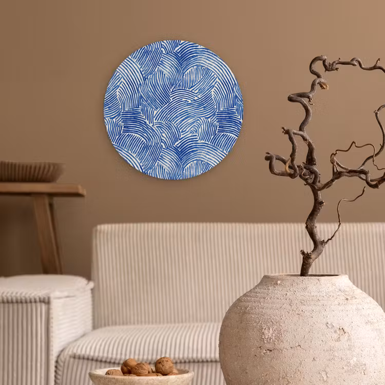 Modern - Abstract - Blauw Wandcirkel kunststof plaat 5mm dik klein 188 -sfeer1