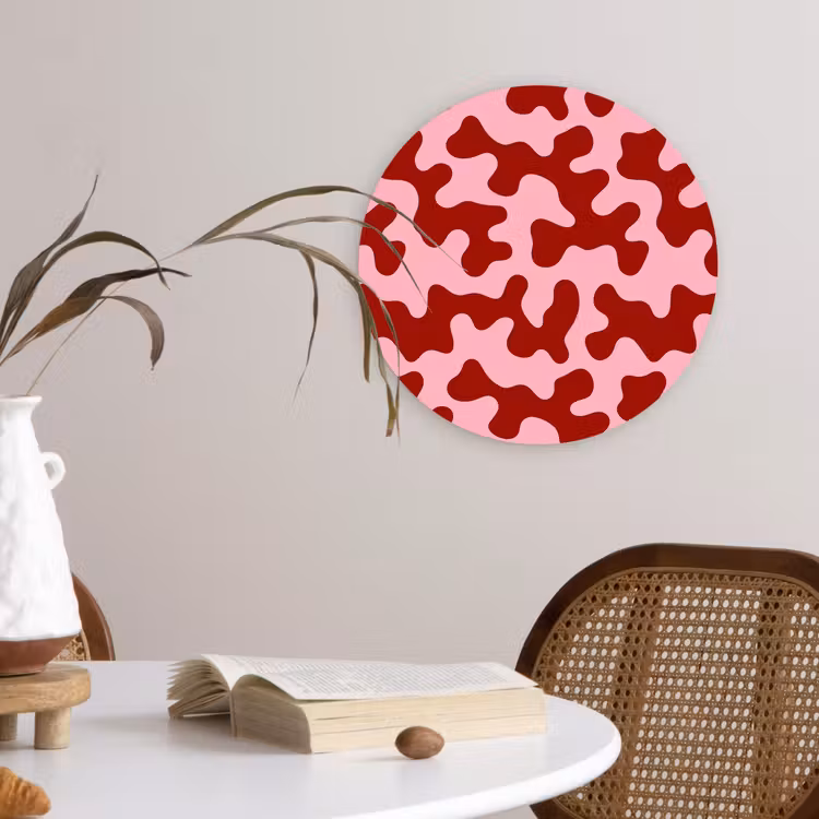 Modern - Abstract - Rood Wandcirkel kunststof plaat 5mm dik klein 188 -sfeer4