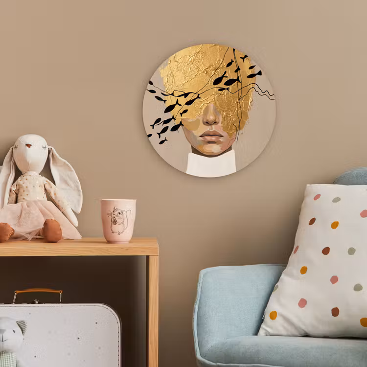 Modern - Vrouw - Goud Wandcirkel kunststof plaat 5mm dik klein -tsfeer1_kind
