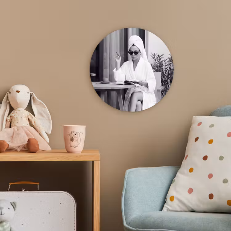 Modern - Vrouw - Zwart - Wit Wandcirkel kunststof plaat 5mm dik klein -tsfeer1_kind