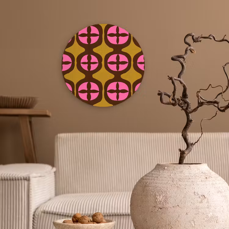 Modern - Patroon - Roze Wandcirkel kunststof plaat 5mm dik klein 188 -sfeer1