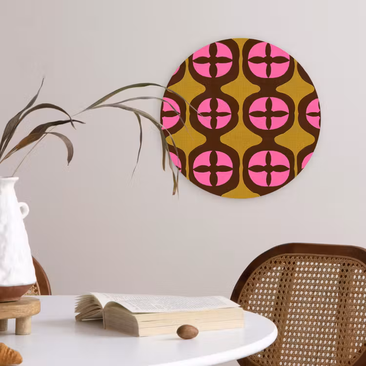 Modern - Patroon - Roze Wandcirkel kunststof plaat 5mm dik klein 188 -sfeer4