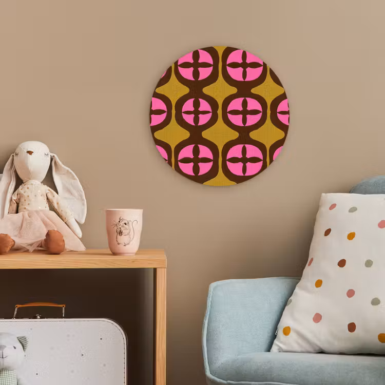 Modern - Patroon - Roze Wandcirkel kunststof plaat 5mm dik klein 188 -tsfeer1_kind